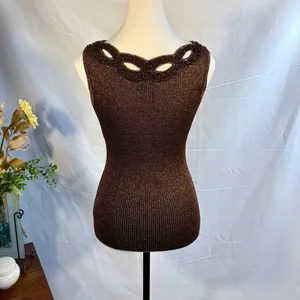 Vintage Cache Beaded Metallic Ribbed Tank Top Size Medium🧡 thumbnail 7