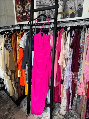 Amanda Uprichard Jasalina Hot Pink Satin Maxi Dress Womens Small EUC thumbnail 7