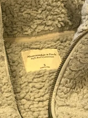Abercrombie & Fitch Light Gray Sherpa Half-Zip Pullover thumbnail 3