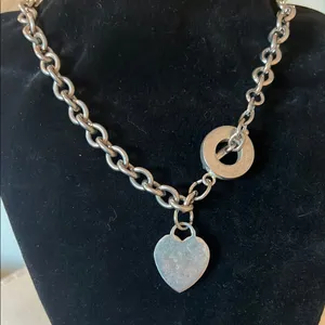 Silver Heart Pendant Chain Necklace thumbnail 1