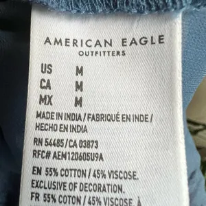 NWT American Eagle cropped blue ruffle top size M thumbnail 14