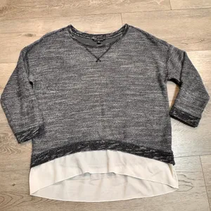 American Eagle‎ Layered Hem Pullover Top Heathered Knit Casual Gray Medium M thumbnail 1
