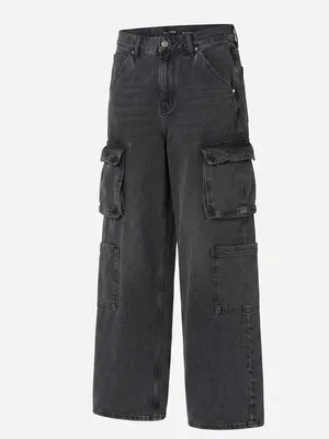 OLD NAVY Mid Rise Baggy Wide Leg Jeans 2 Black Wash EUC thumbnail 6