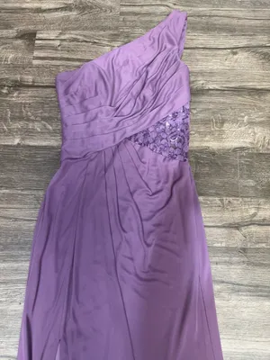 David’s Bridal Lavender One Shoulder Lace Bridesmaid Formal Gown Size 4 thumbnail 6