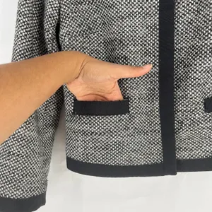 Stile Benetton Blazer Womens S Black White Tweed Casual Office Work‎ Snap Front thumbnail 5