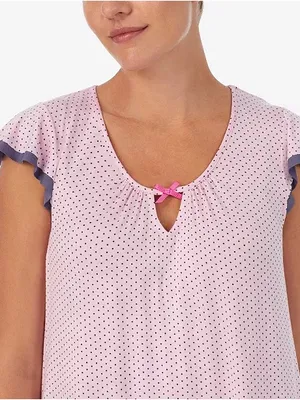 NWT Ellen Tracy Women's Short Sleeve 2 Piece Pajama Set PK/PRINT M thumbnail 3