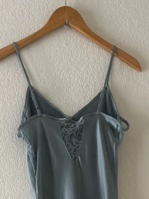 House of Harlow 1960 Satin Slip Lace Maxi Seafoam Green Dress thumbnail 7