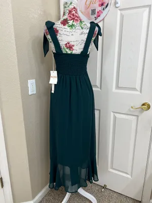 NWT Show Me Your Mumu Claire Midi Dress Emerald Chiffon Size XS thumbnail 5