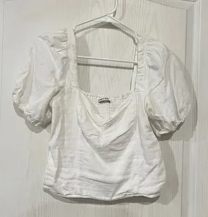 FINAL PRICE Abercrombie & Fitch White Puff Sleeve Blouse thumbnail 1