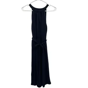 Ann Taylor Halter Midi Dress Keyhole Neckline Navy Small NEW #734 thumbnail 2
