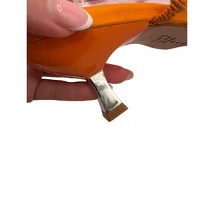 Schutz Agatha Sandal Women 8 Orange Strappy Slip On Kitten Heel Square Toe thumbnail 7