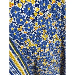Habitat Clothes‎ to Live In Womens M Blue Yellow Floral Stripe Button Up Shirt thumbnail 3