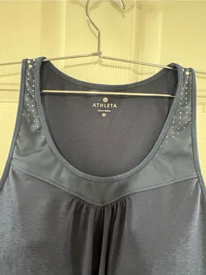 Athleta Menorca Supercharged Tank Top Navy Blue Built-In Shelf Bra thumbnail 2