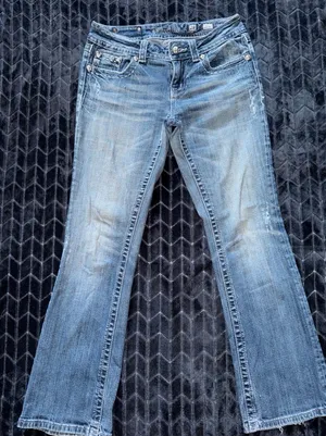 Miss Me Women's‎ Boot Embellish Blue Denim Low Rise Medium Wash Size 28 thumbnail 1