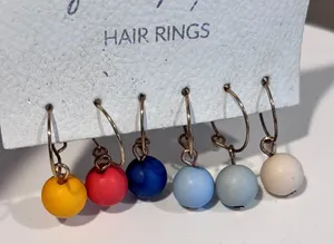 Free People Hair Rings Colorful Matte Bead Ball Hair Accessories Set thumbnail 1