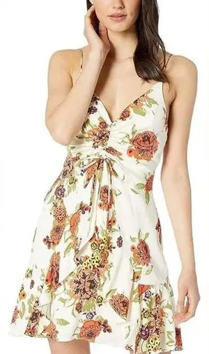 Free People Cream Floral Mini Dress Size M thumbnail 1