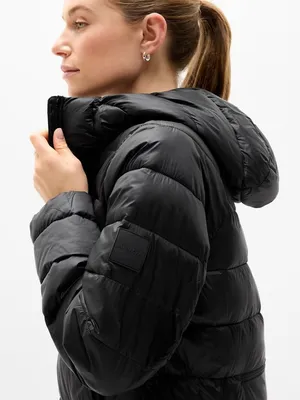 New Athleta M Aire Puffer Jacket Black Medium Regular thumbnail 4