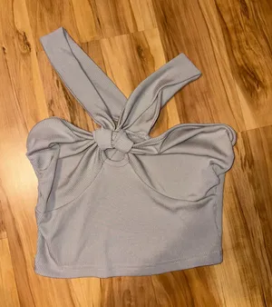 Gray Shein Cutout Knot Crossover Top thumbnail 1