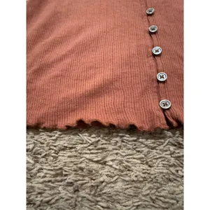 American‎ Eagle Top Ribbed Button Front Cropped Top Y2K Medium Rust Brown thumbnail 4