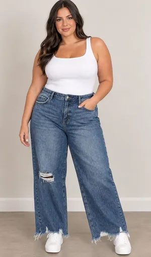 Vervet Boyfriend Jean Blue Distressed Straight Jeans thumbnail 1