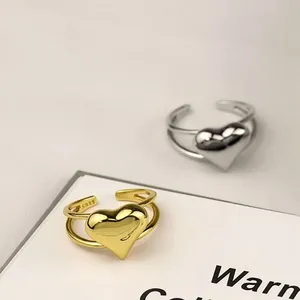 NEW 18k Gold Plated Polished Adjustable Heart Ring thumbnail 3