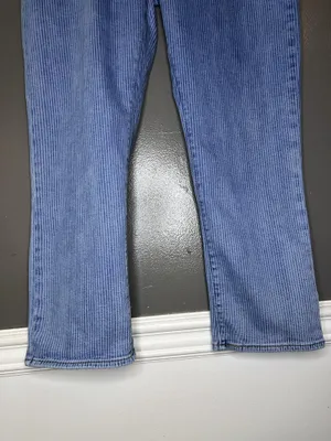 Levi's 724 High Rise Straight Jeans Womens 33 Blue Stripe Light Wash Stretch thumbnail 3