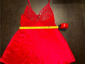 Victoria's Secret Negligee Satin Chemise Nightgown Red Lace Trim Bodice thumbnail 6