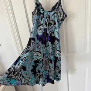 Y2K Apt. 9 whimsigoth fairycore blue & black paisley satin slip dress size small thumbnail 6