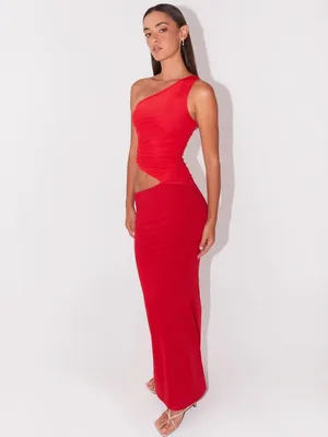 NWT Peppermayo Serenella Red One-Shoulder Cutout Maxi Dress thumbnail 2