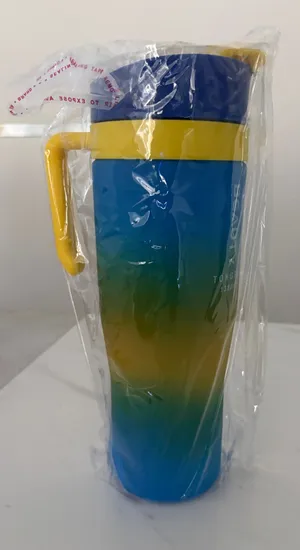 3-Piece Sports Water Bottle Set – Gradient Blue & Yellow, Reusable thumbnail 1