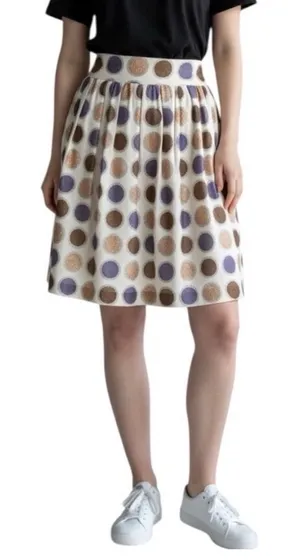 Edme & Esyllte Anthropologie Skirt Womens Small Brown Purple Dot Boho Smocked S thumbnail 1