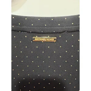 Michael Kors Womens Black Gold Pin Dot Petal Sleeve Top Blouse XL thumbnail 3