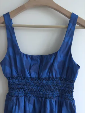 Anthropologie Maeve Blue Smocked Square Neck Mini Dress Size M thumbnail 7