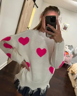 Pink And White Heart Sweater  thumbnail 3