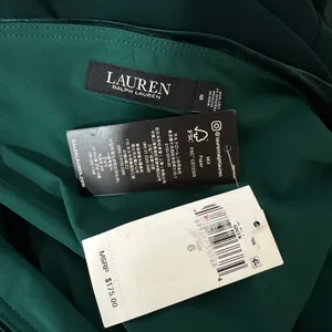 Lauren Ralph Lauren Chiffon One Shoulder Bow Velvet Dress Green Party US 6 NWT thumbnail 7