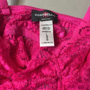 Cosabella Never Say Never Hot Pink Lace Unpadded Bralette Size L thumbnail 3