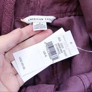 American Eagle • burgundy corduroy overall shorts romper shortalls maroon romper thumbnail 5