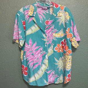 Vintage 80s Hawaiian Tropical Blouse Unisex thumbnail 6