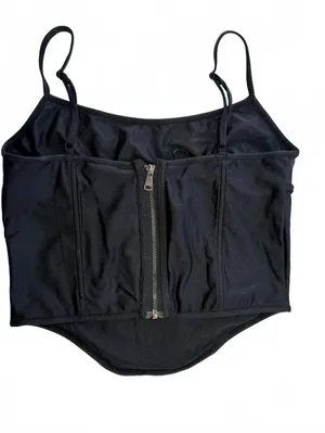 Forever 21 Black Corset Top Cropped Bustier Cami Sleeveless Streetwear Size L thumbnail 2