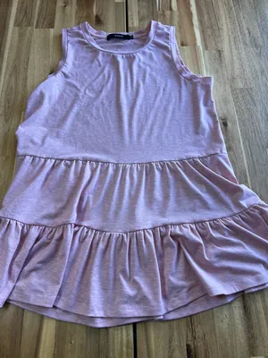 Haeof Pink Babydoll Tank Top Womens Medium Tiered Flowy Casual thumbnail 1