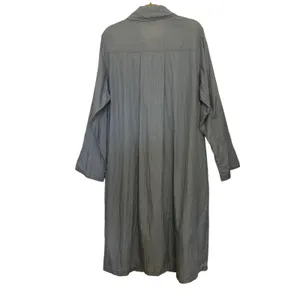 Vtg 90s Grey Nylon Duster Coat Women’s Oversized M Dolman Sleeve Pockets thumbnail 2