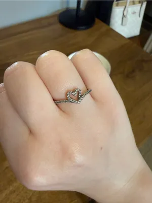 Pandora Sparkling Wishbone Heart Ring in Sterling Silver 925 Size 8.5 thumbnail 5