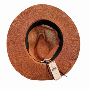 Anthropologie Cali Dream Rust Boho Wide Brim‎ Fedora Hat Beaded Band One Size thumbnail 9