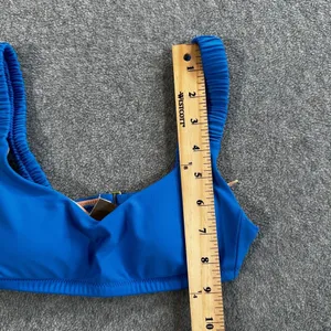 J Crew Scrunchie-strap Squareneck Bikini Swim Top Women's XXS Blue New BM431 thumbnail 2