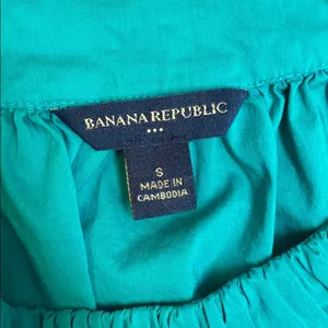 Banana Republic Teal Pleated Blouse Size Small thumbnail 5