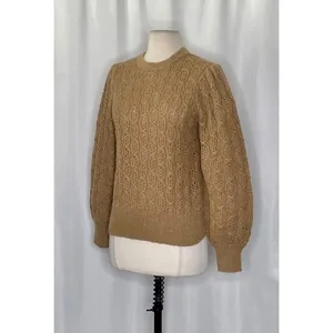 NWT!! J. CREW Balloon Sleeve Cable Knit Sweater Pale‎ Clay Tan Brown X-Small thumbnail 5