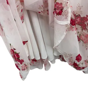 Nanamacs Floral Maxi Skirt Womens Large White Pink Red Excellent Chiffon Boho thumbnail 3