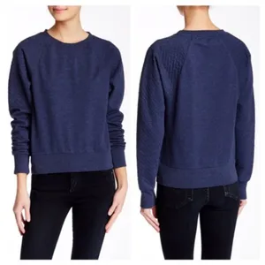 Alternative Terry Quilted Pullover Blue XS S Knit Sweatshirt Crew Neck thumbnail 4