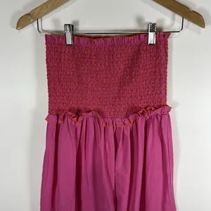 Pomander Place Tuckernuck Strapless Jessie Maxi Dress Size Small‎ Pink Smocked thumbnail 6