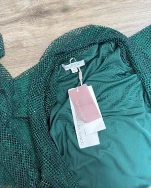Meshki Green Sequin Backless Mesh Mini Dress thumbnail 6